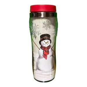 Christmas‎ Thermal Travel Tumbler Coffee Mug Snowman Snow Winter Holiday